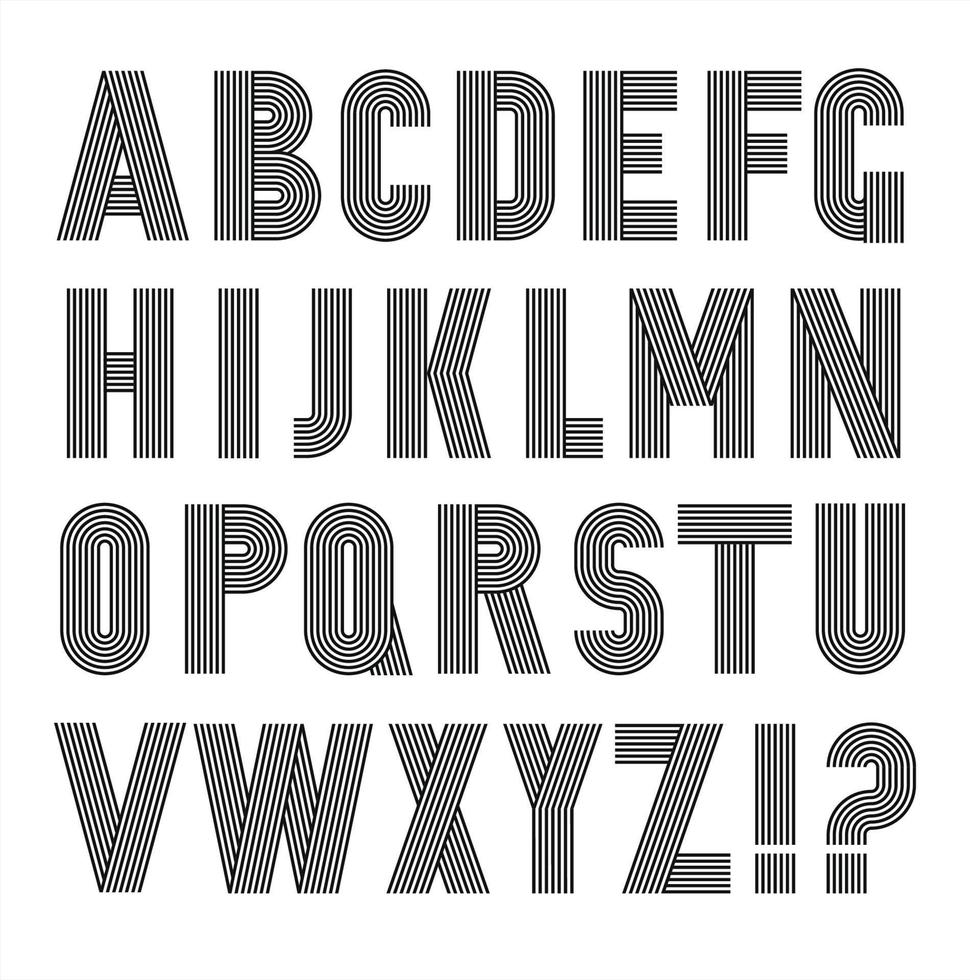 Retro stripes funky fonts set in black vector