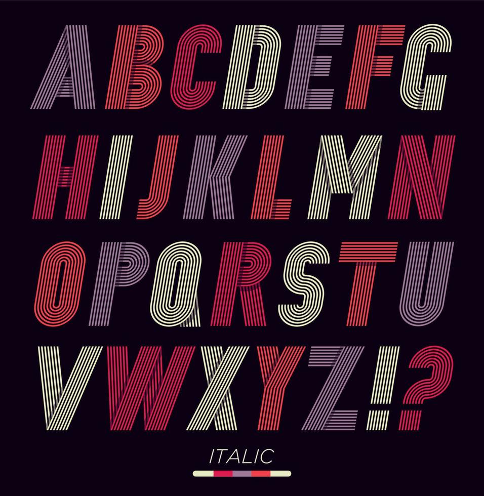Retro stripes funky fonts set vector