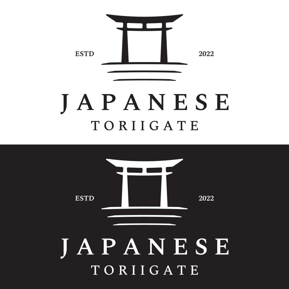 Creative design of ancient japanese tori gate logo.Japan heritage, culture and history tori gate.Logo for business. vector