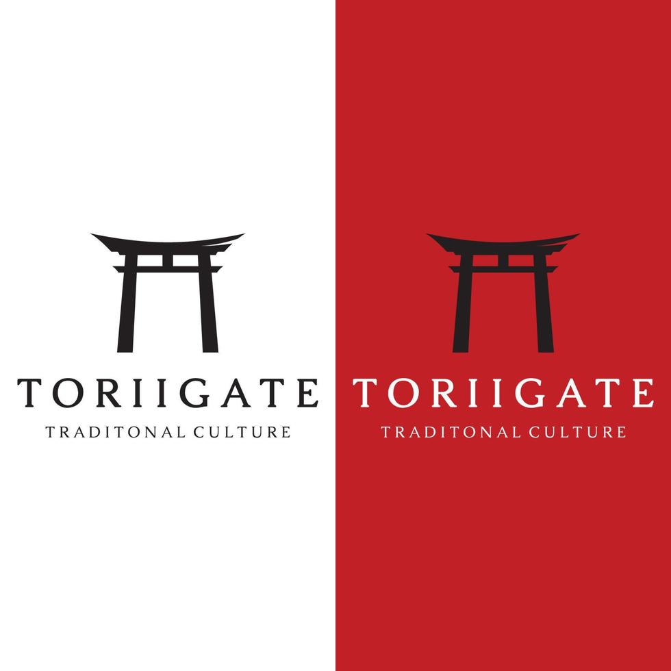 Creative design of ancient japanese tori gate logo.Japan heritage, culture and history tori gate.Logo for business. vector