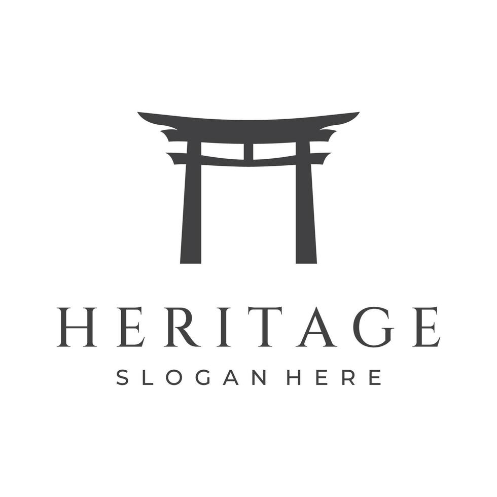 Creative design of ancient japanese tori gate logo.Japan heritage, culture and history tori gate.Logo for business. vector