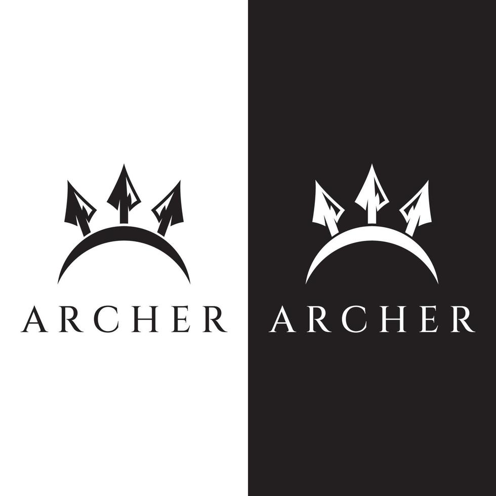 Creative design logo template archer silhouette.Vintage hipster arrowheads,arrows and bows.Arrows for hunting. vector