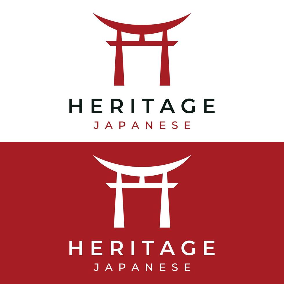 Creative design of ancient japanese tori gate logo.Japan heritage, culture and history tori gate.Logo for business. vector