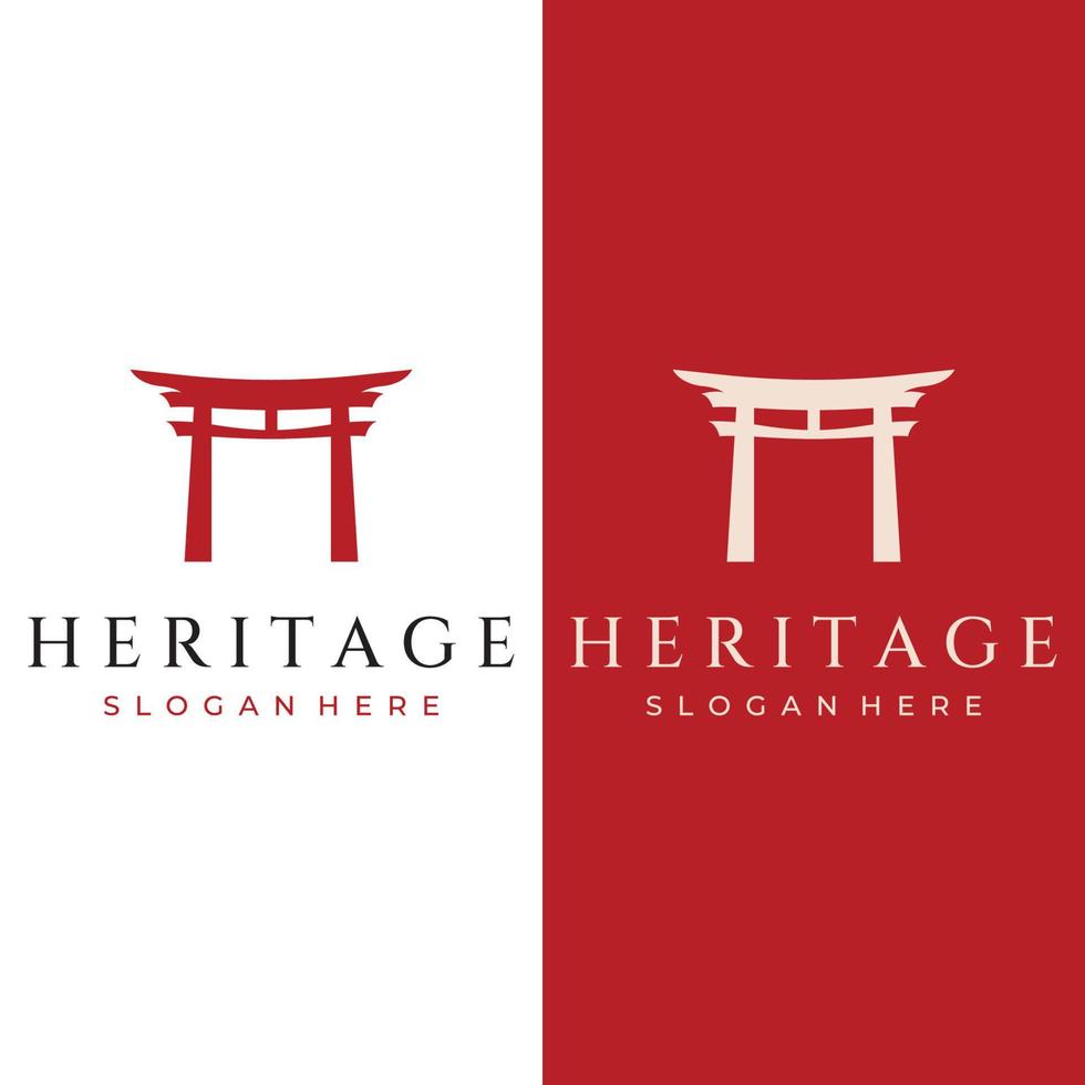 Creative design of ancient japanese tori gate logo.Japan heritage, culture and history tori gate.Logo for business. vector