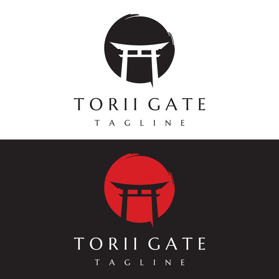 Creative design of ancient japanese tori gate logo.Japan heritage, culture and history tori gate.Logo for business. vector