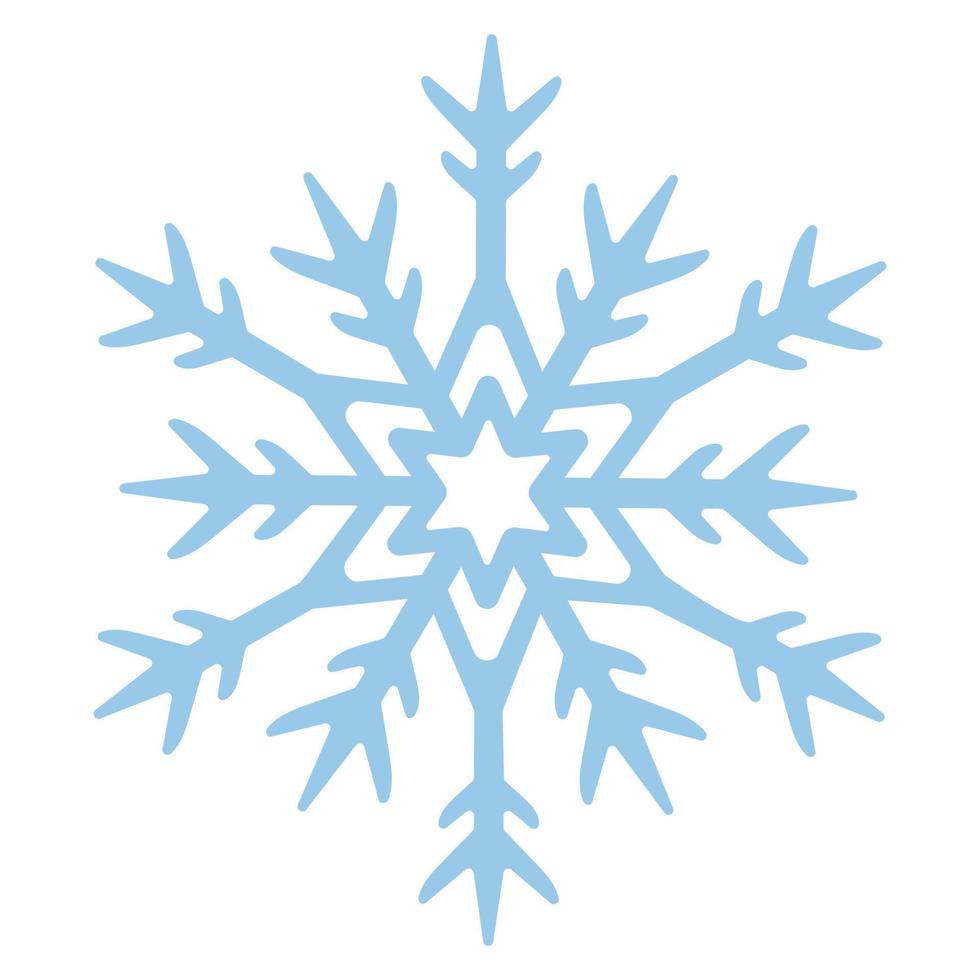 Blue snowflake. Fragile crystal of complex shape. Freezing. Snow flakes. Frozen star. vector
