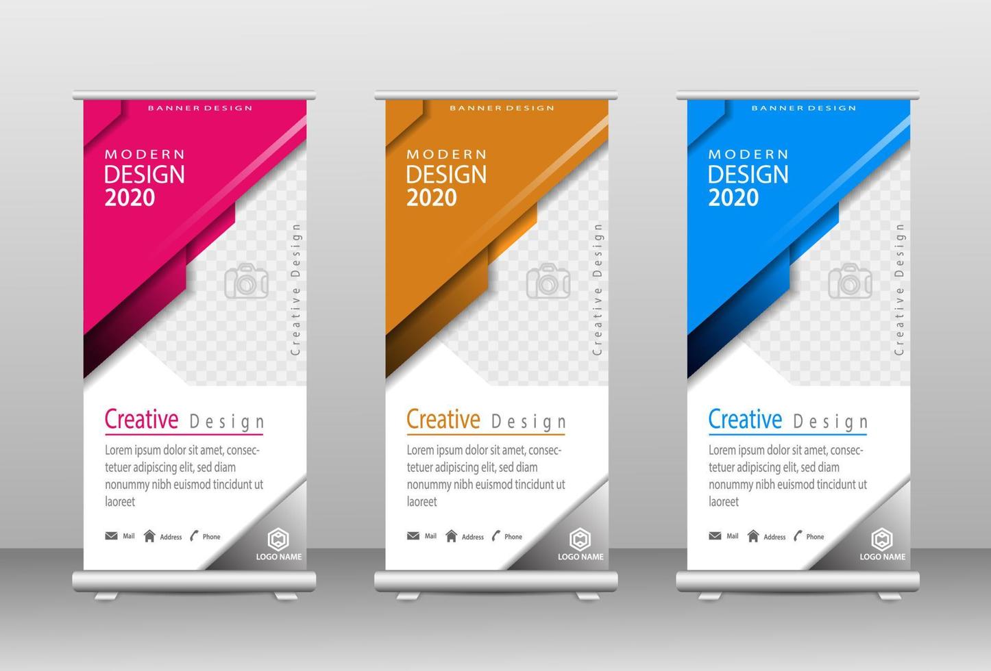 Modern company rollup standee banner vector