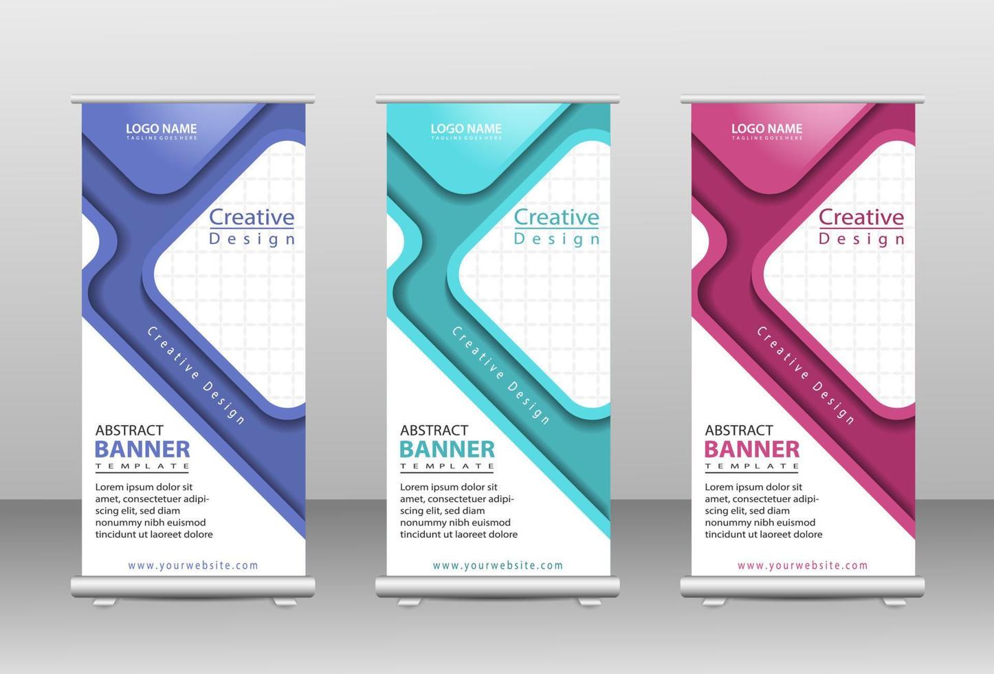 Stylish roll up business standee banner design vector