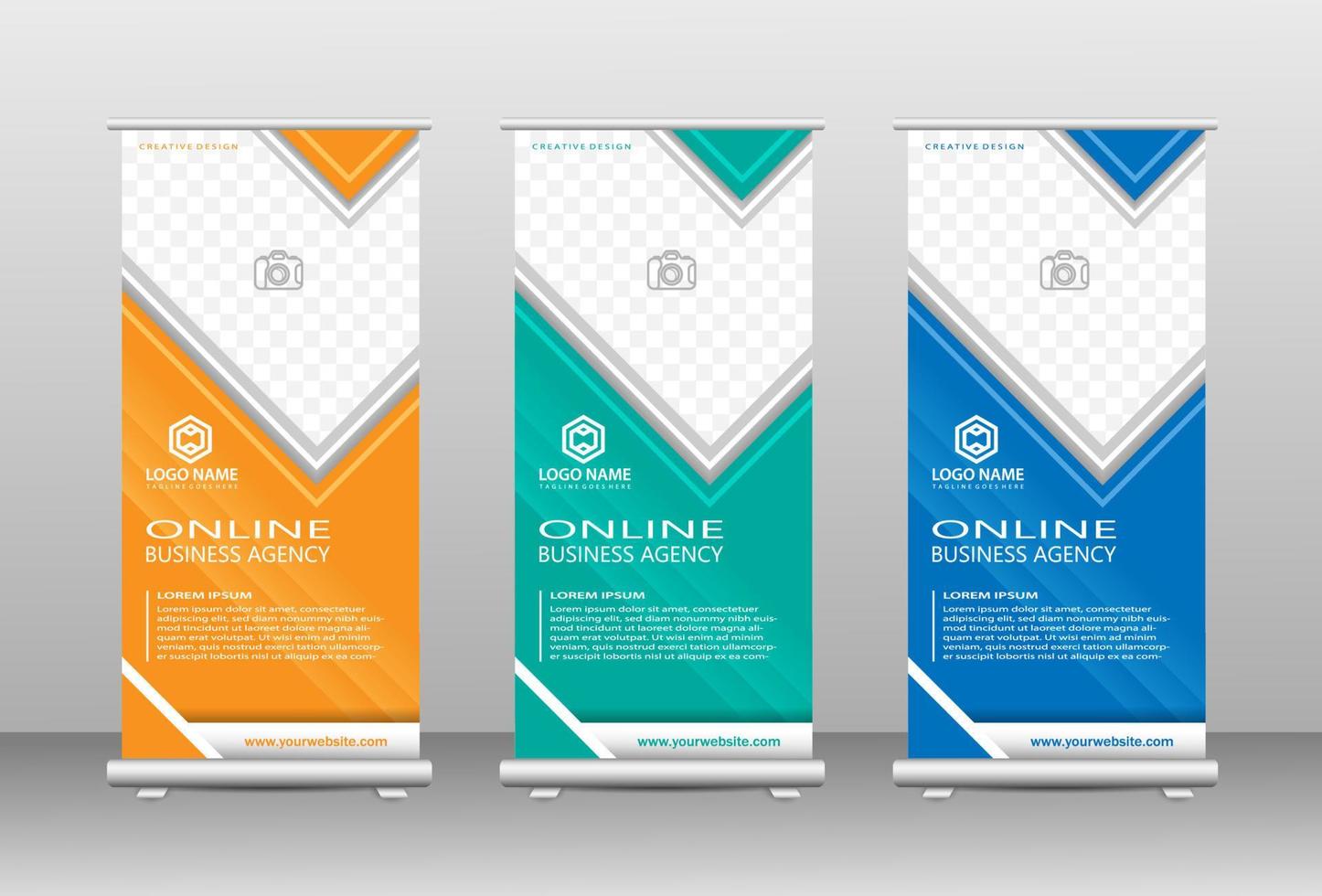Stylish roll up business standee banner design vector