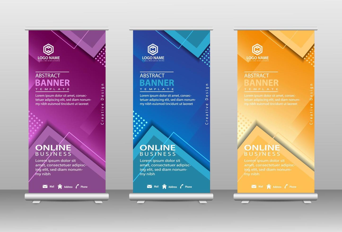 Stylish roll up business standee banner design vector