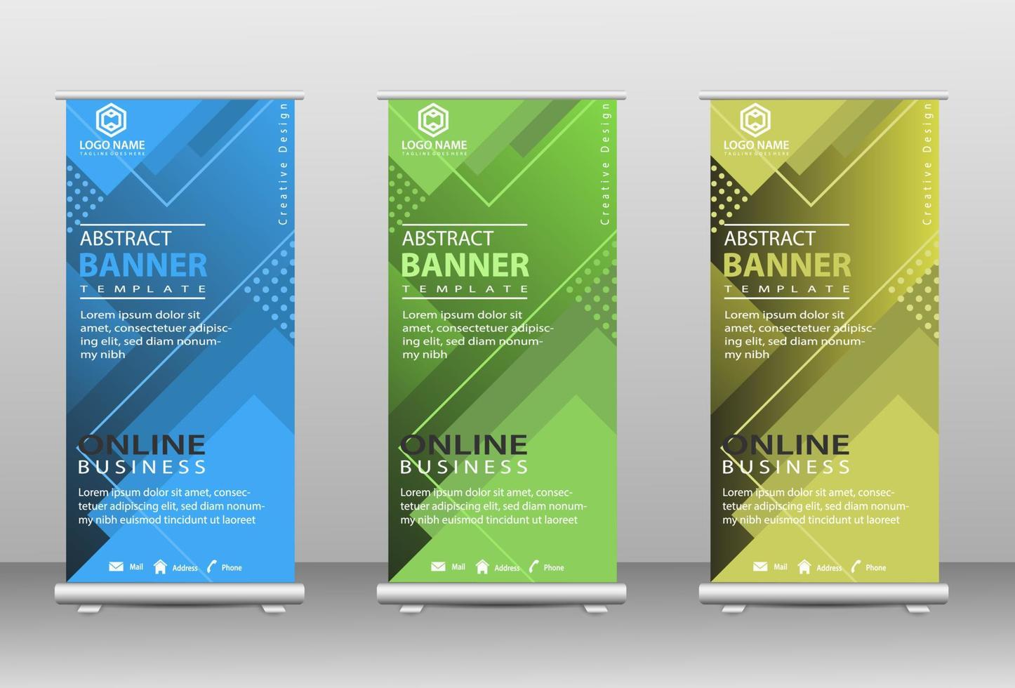 Stylish roll up business standee banner design vector