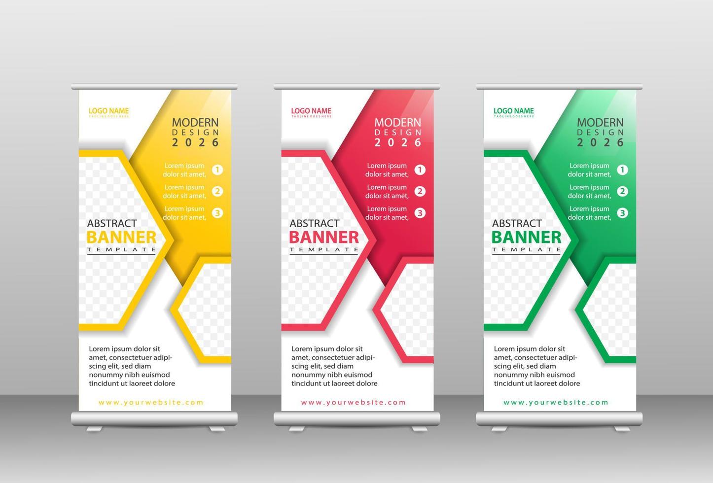 Trendy roll up standee banner design template vector