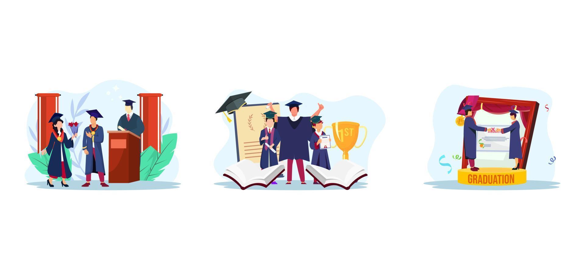 Fresh Graduation Flat Bundle Design vector