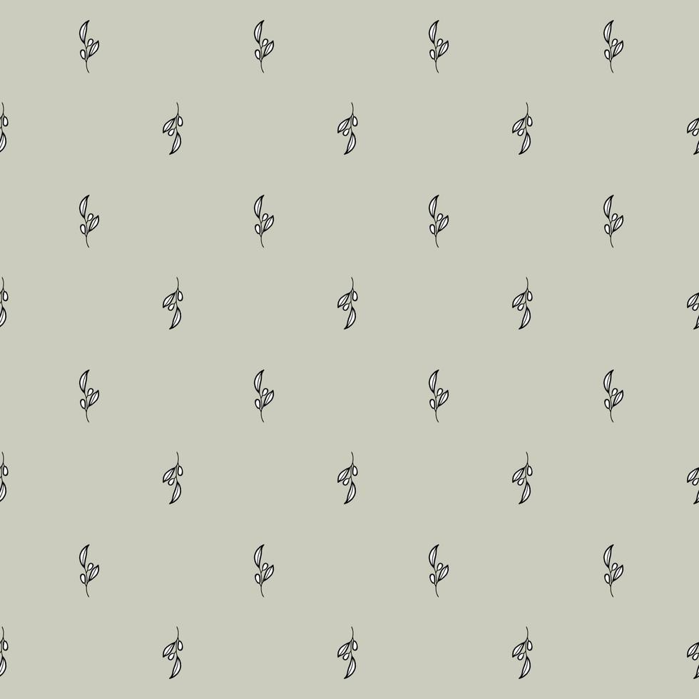 Seamless pattern olive branch on green background vector