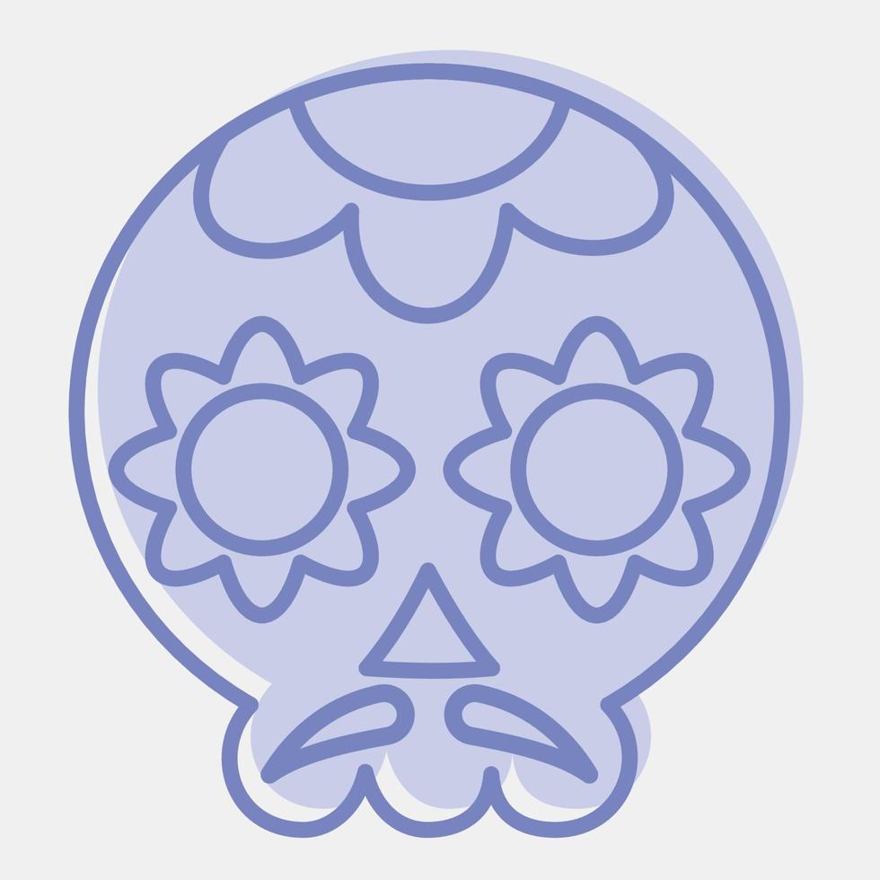 icono de calavera de azúcar. elementos de celebración del día de los muertos. iconos en estilo de dos tonos. bueno para impresiones, carteles, logotipos, decoración de fiestas, tarjetas de felicitación, etc. vector