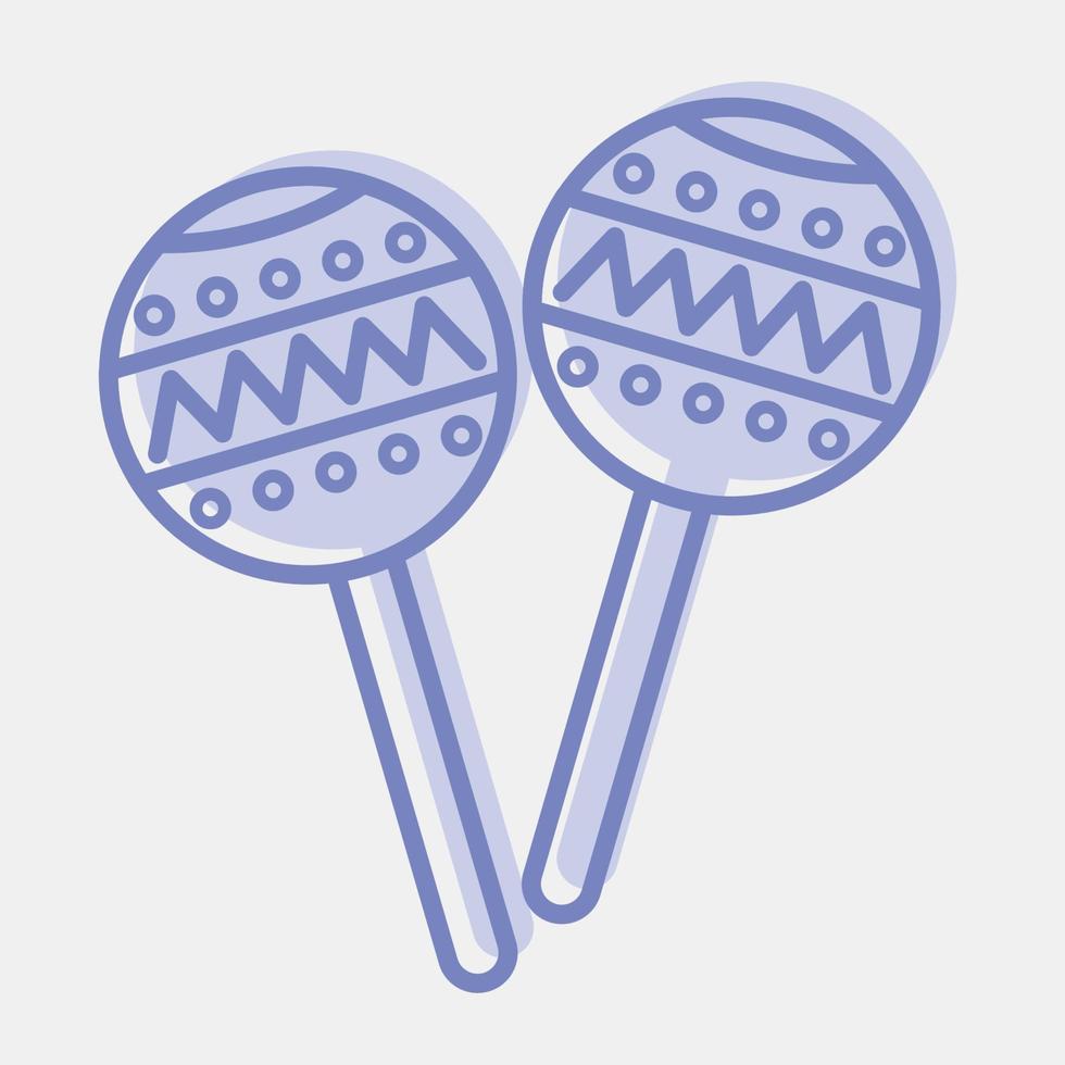 icono maraca. elementos de celebración del día de los muertos. iconos en estilo de dos tonos. bueno para impresiones, carteles, logotipos, decoración de fiestas, tarjetas de felicitación, etc. vector