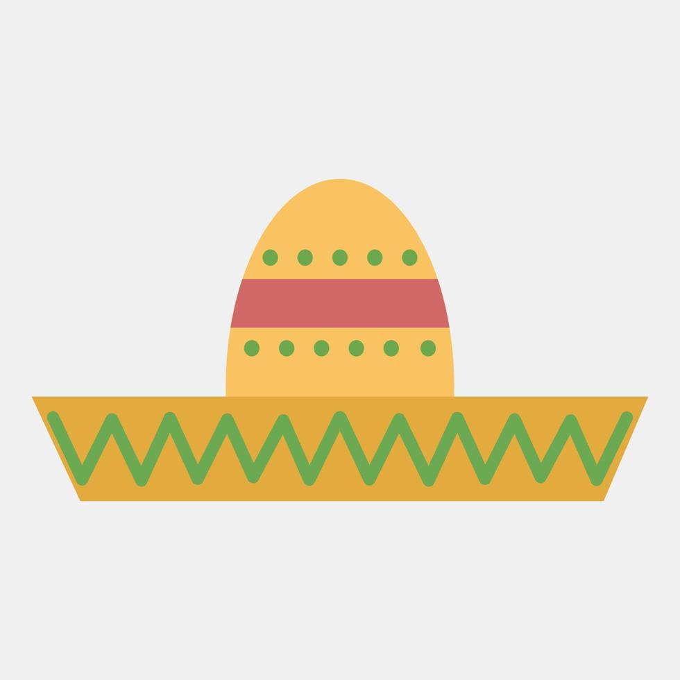 Icon sombrero hat. Day of the dead celebration elements. Icons in flat style. Good for prints, posters, logo, party decoration, greeting card, etc. vector