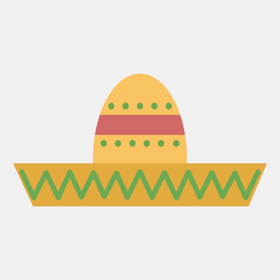 icono sombrero sombrero. elementos de celebración del día de los muertos. iconos de estilo plano. bueno para impresiones, carteles, logotipos, decoración de fiestas, tarjetas de felicitación, etc. vector