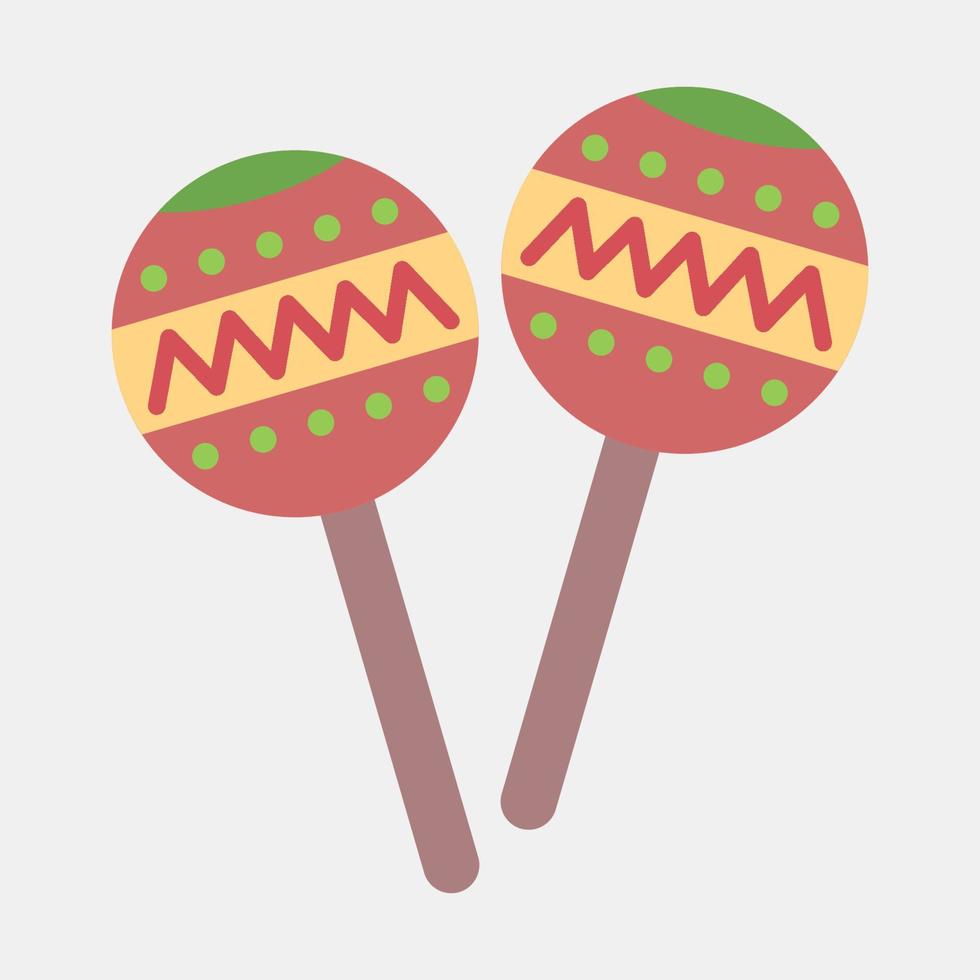 Icon maraca. Day of the dead celebration elements. Icons in flat style. Good for prints, posters, logo, party decoration, greeting card, etc. vector