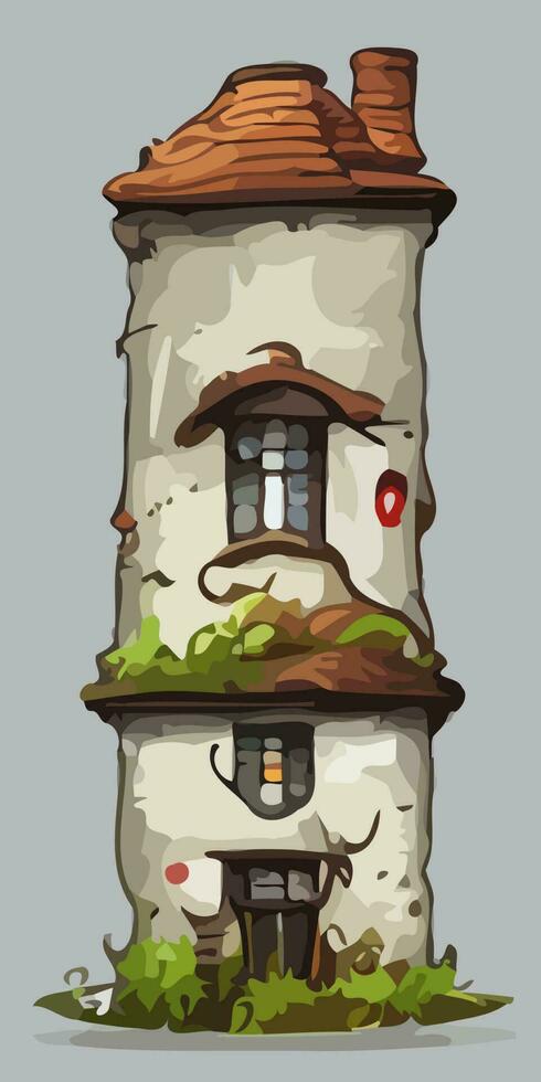 illustration of house tower in hand drawn cartoon style vector