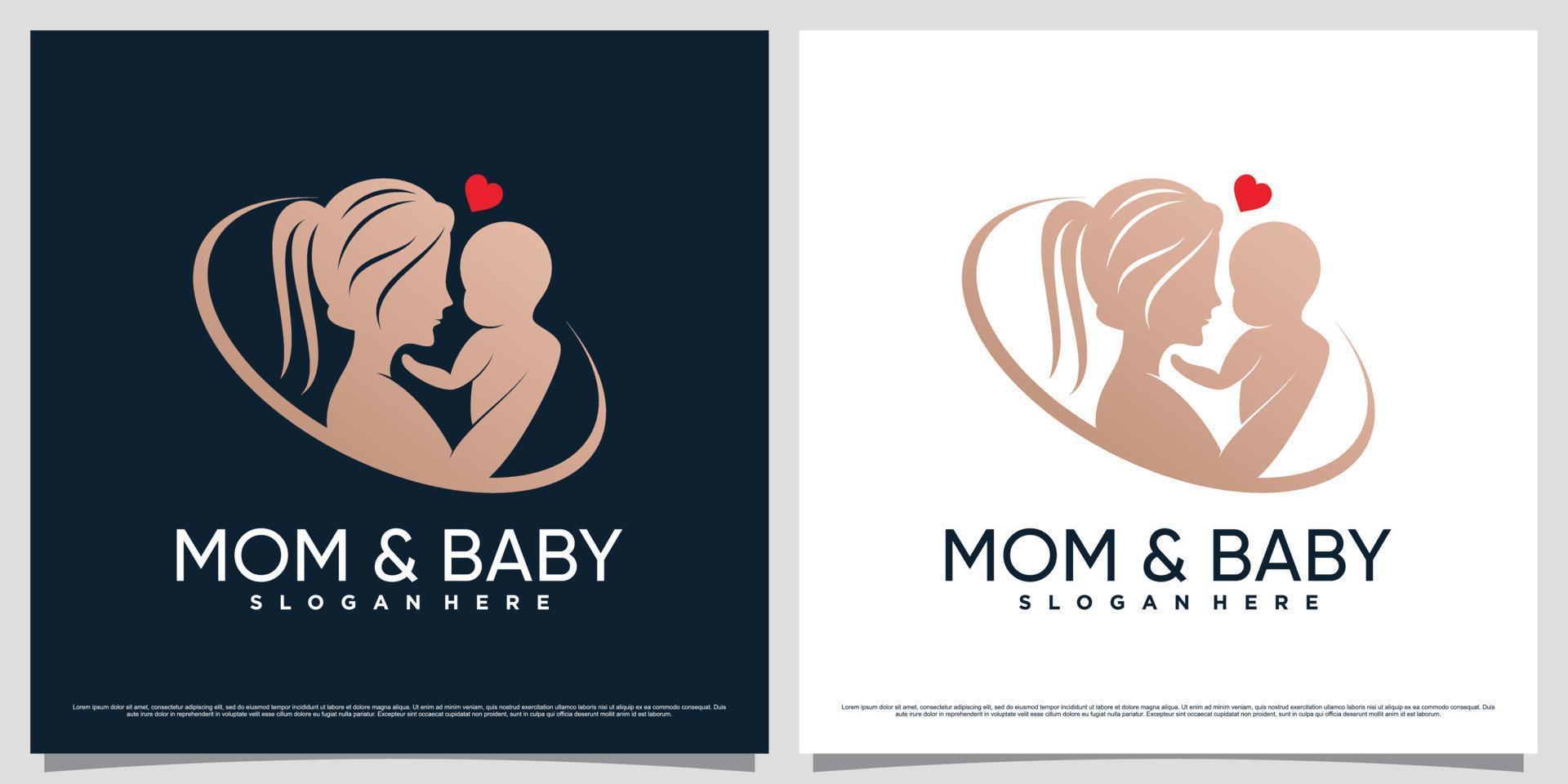 Mom and baby logo design template with unique modern concept and creative element vector