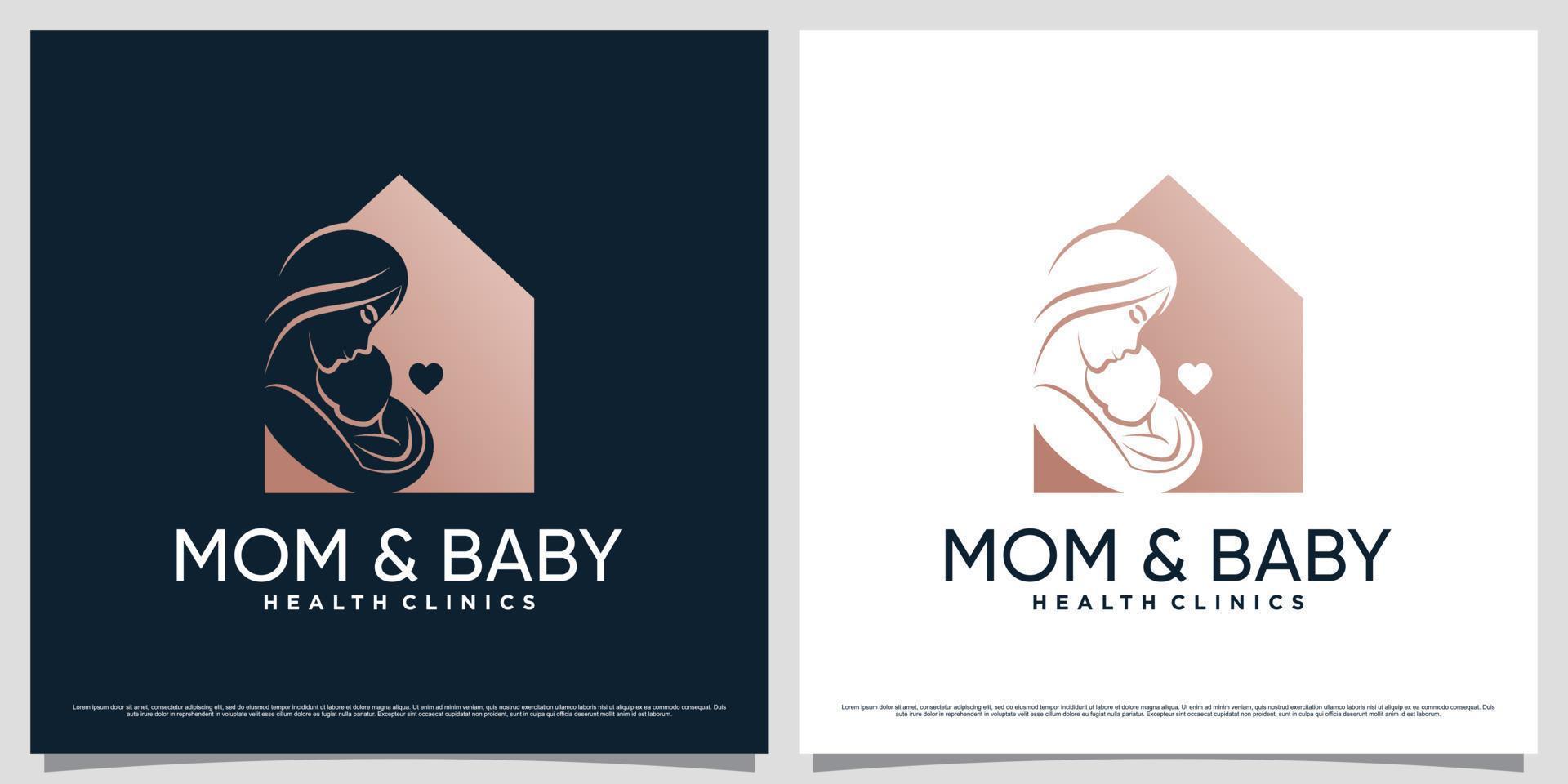 Creative mother and baby logo design template with house icon and unique concept vector