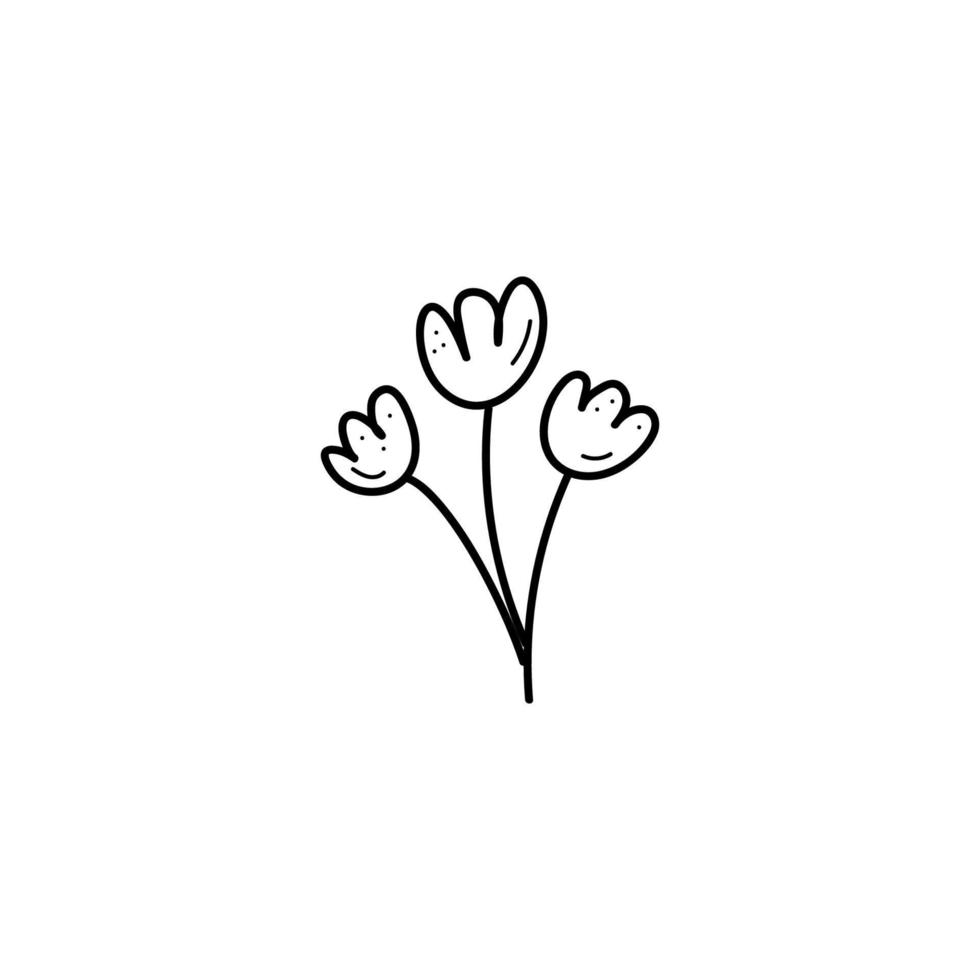 garabato, ramo de flores, aislado, blanco, plano de fondo vector