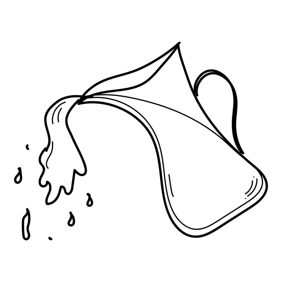 Doodle jug of milk with splash. Pitcher from which watre is poured vector