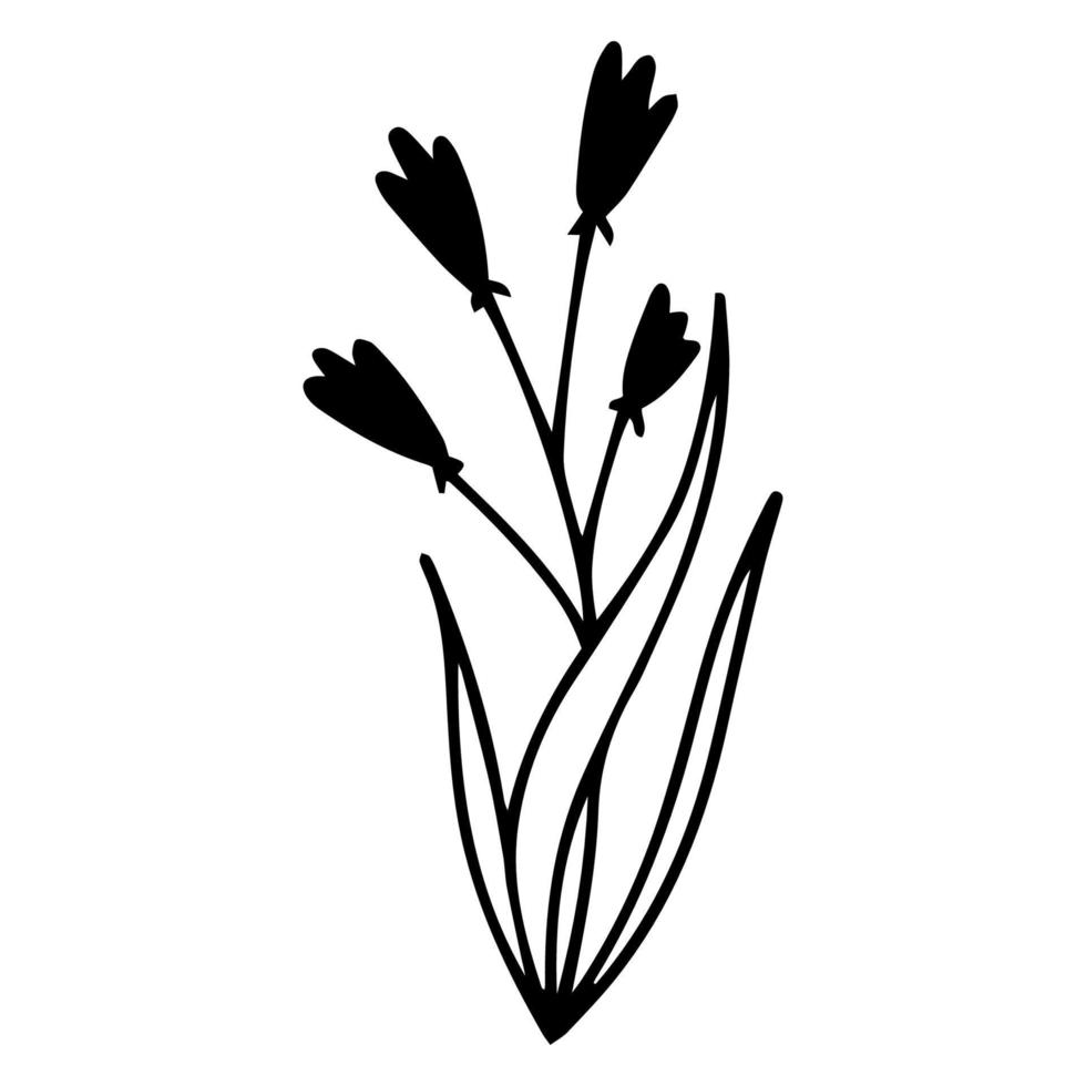 Hand drawn flower in doodle style. One line vector. vector