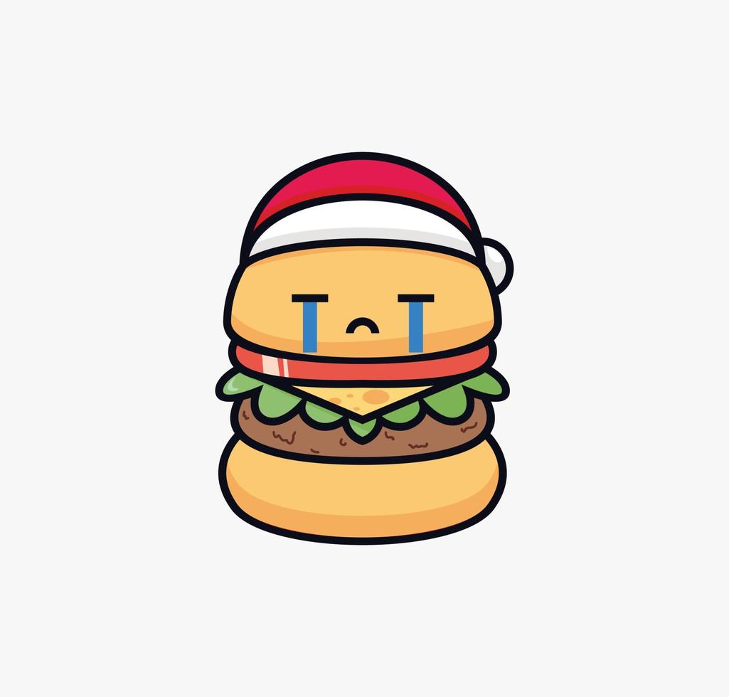 cartoon burger vector illustration of a crying character