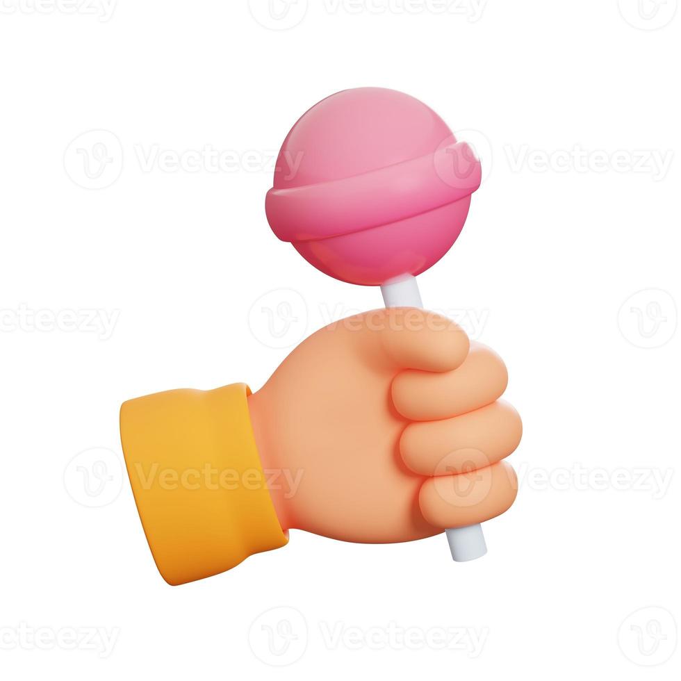 3d hand holding a lollipop photo