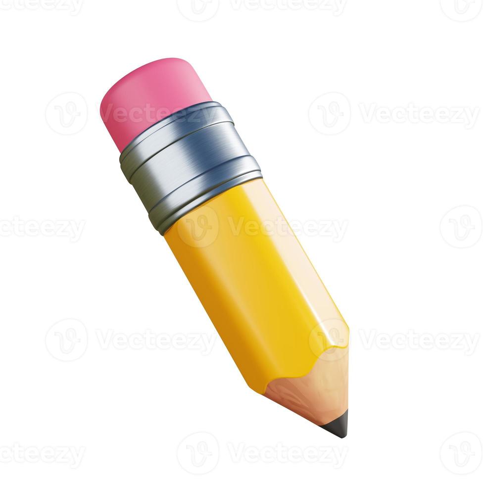 3d yellow pencil illustration with white background photo