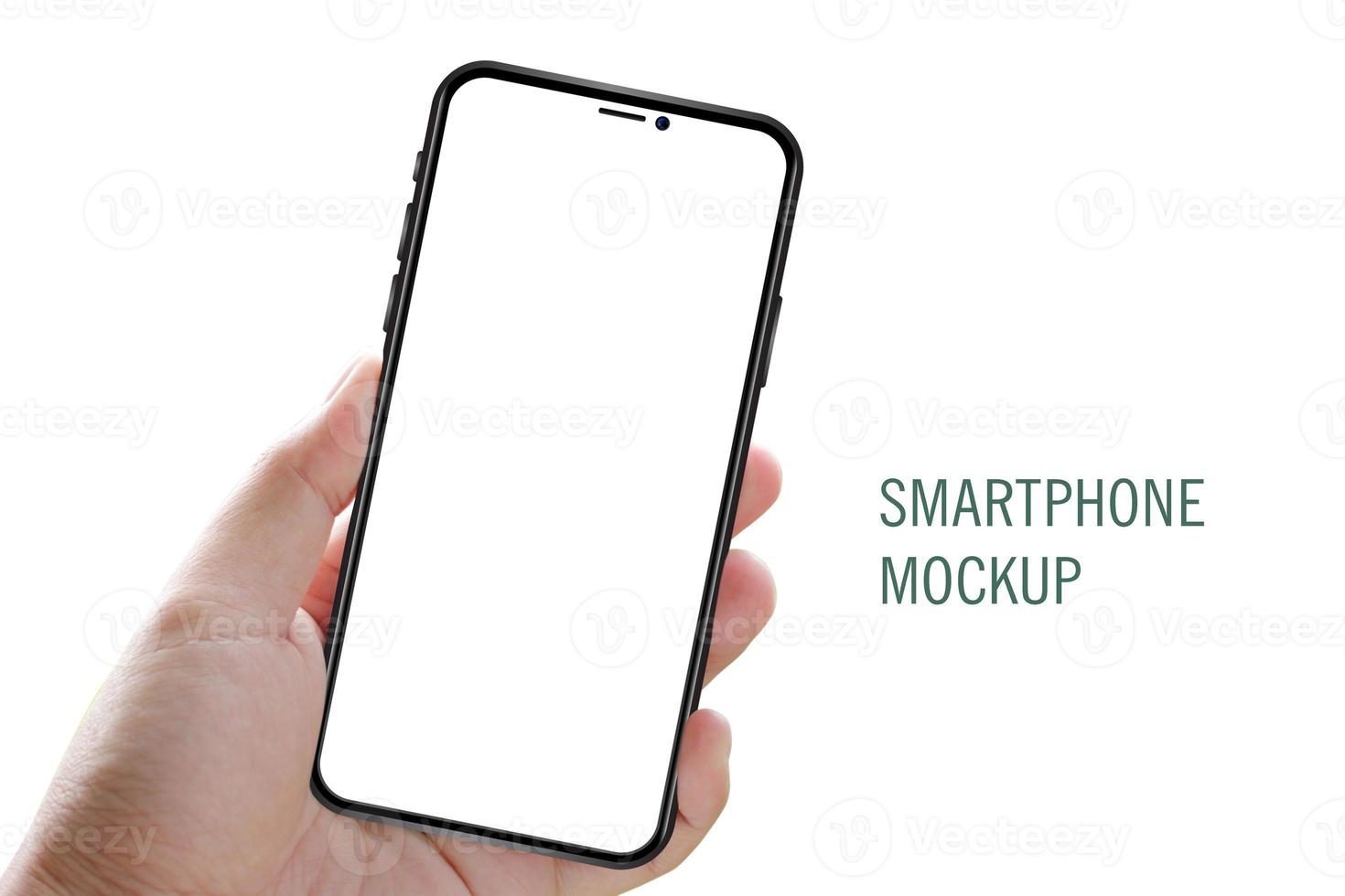 smartphone mockup on left hand photo