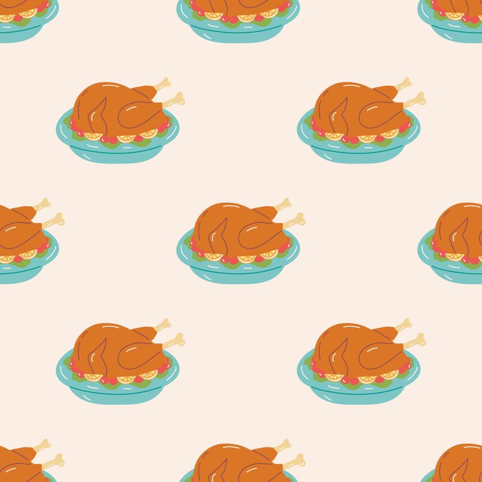 Seamless Turkey Pattern. The Thanksgiving Day collection. Flat vector illustration