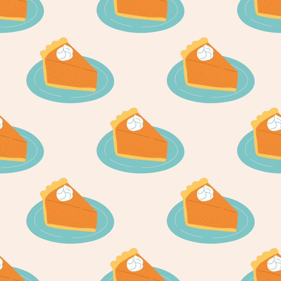Seamless Pattern with Pumpkin Pie. The Thanksgiving Day collection. Flat vector illustration