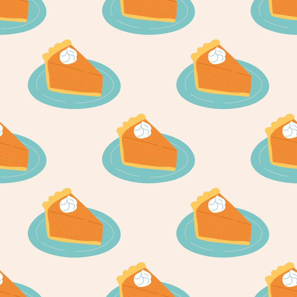 Seamless Pattern with Pumpkin Pie. The Thanksgiving Day collection. Flat vector illustration