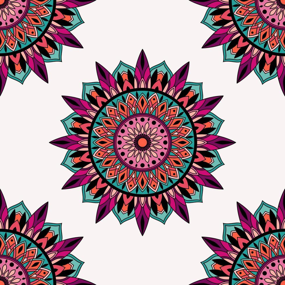 Hand drawn full color mandala background vector