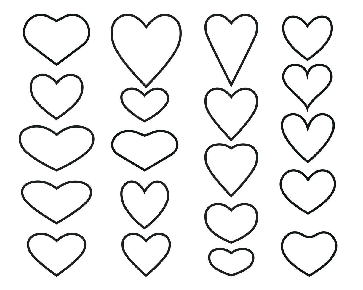 Vector set of hearts different shape. Valentine's day icon collection ...