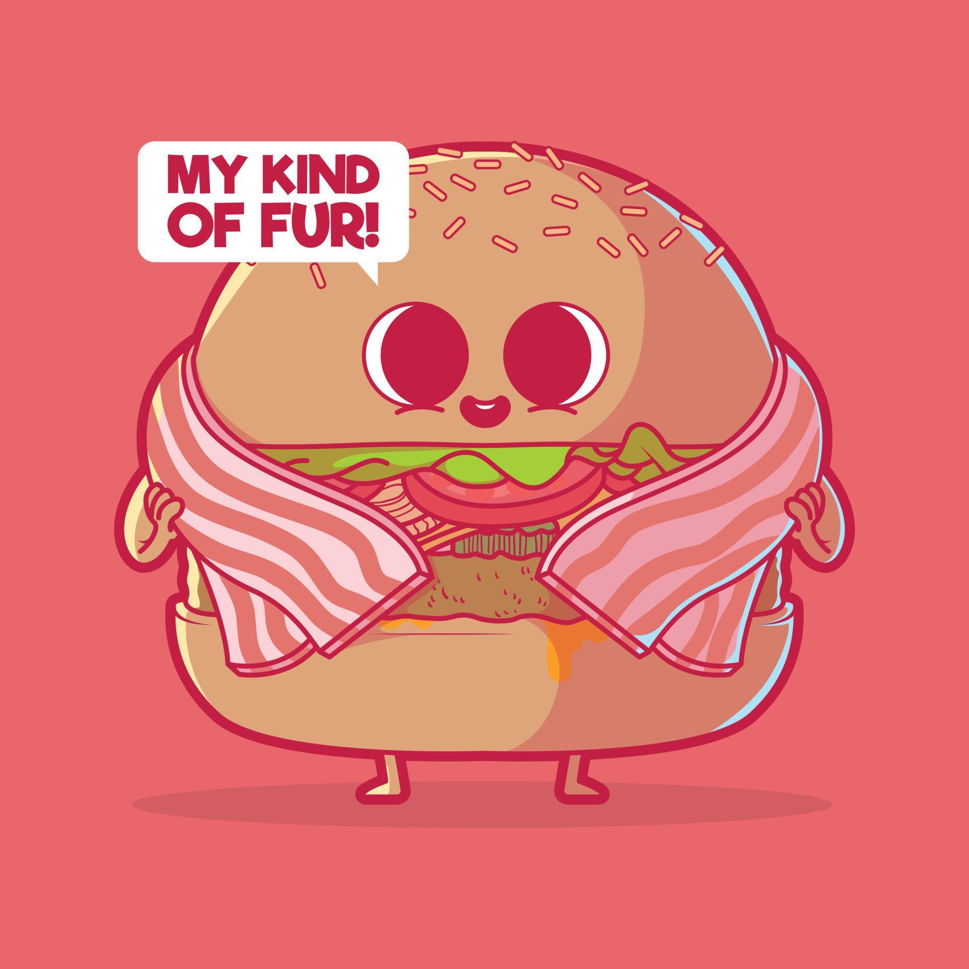 Burger with a bacon coat vector illustration. Restaurant, fastfood