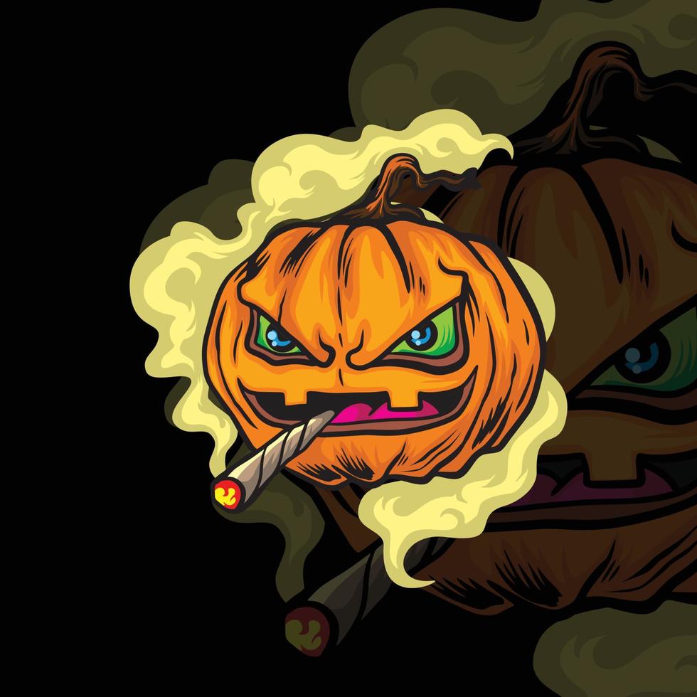Smoker pumpkin illustration vector