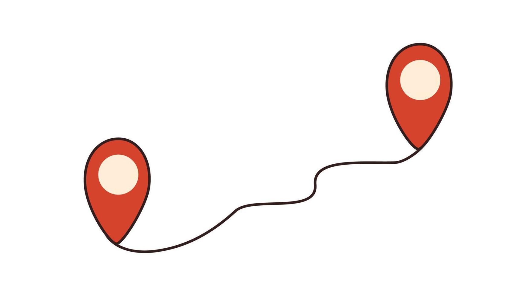 Way between two points. Location pointers. Gps navigation and Travel concept. Plan tracker. Vector hand draw illustration.