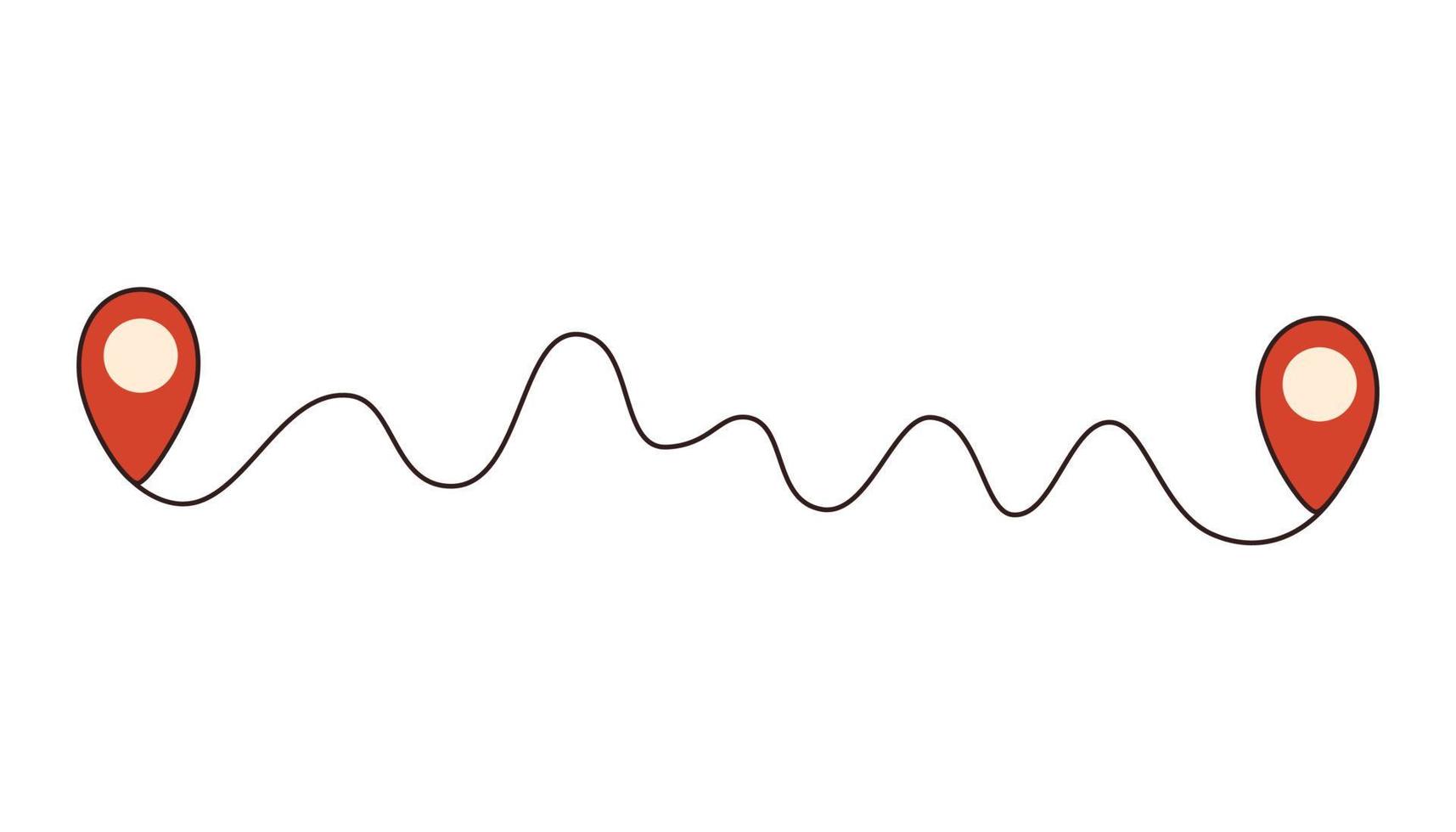 Way between two points. Location pointers. Gps navigation and Travel concept. Plan tracker. Vector hand draw illustration.