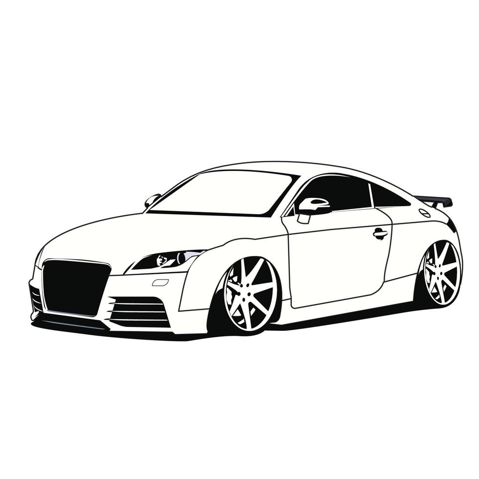 audi car black and white illustration vector design