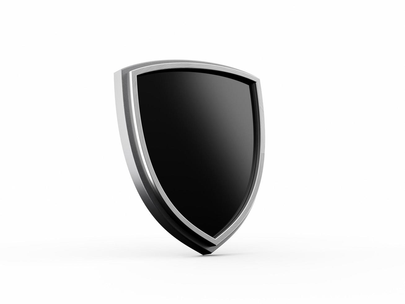 3D Shield, Black Shield, Metal Shield, Silver Shield 3d illustration photo