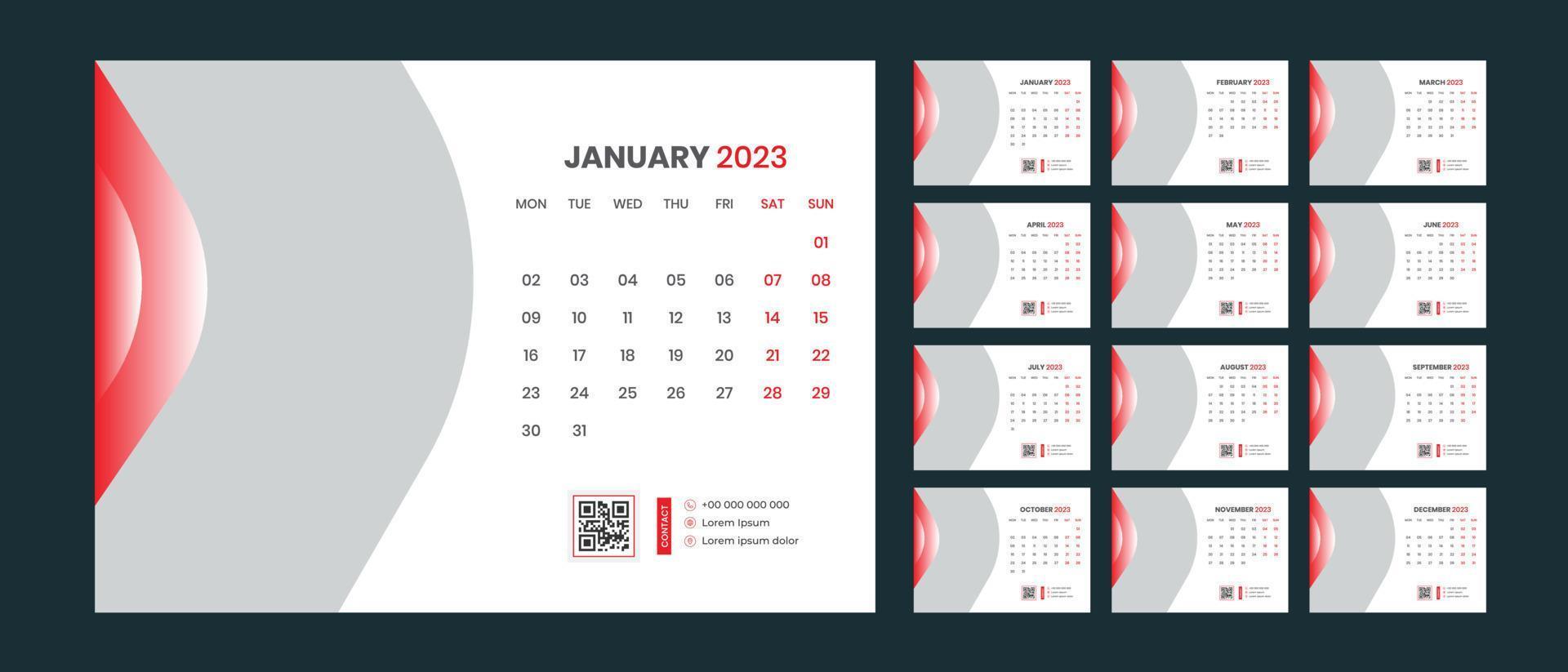 calendario de escritorio 2023 vector