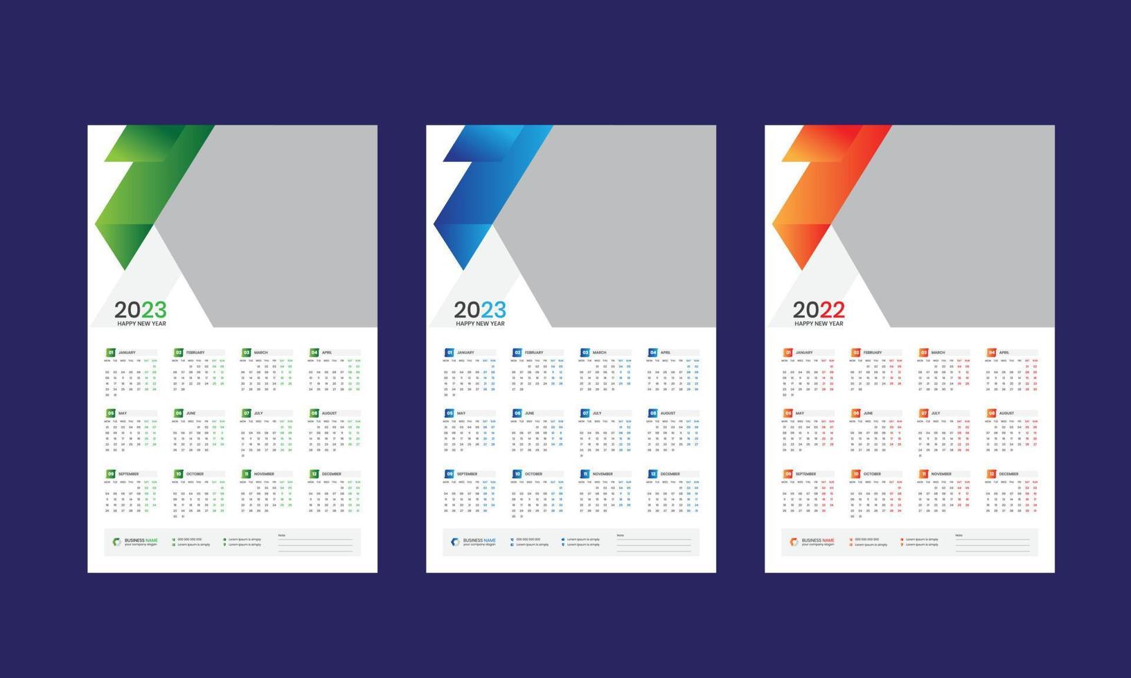 Wall calendar 2023 Template vector