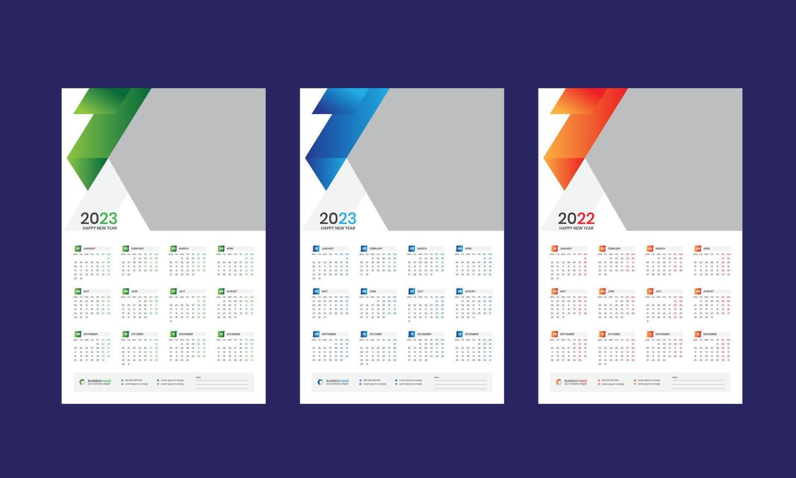 plantilla de calendario de pared 2023 vector