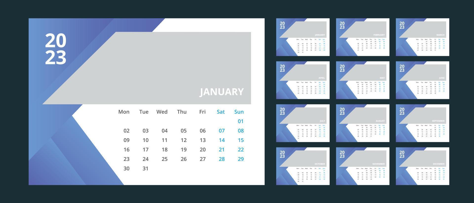 calendario de escritorio 2023 vector