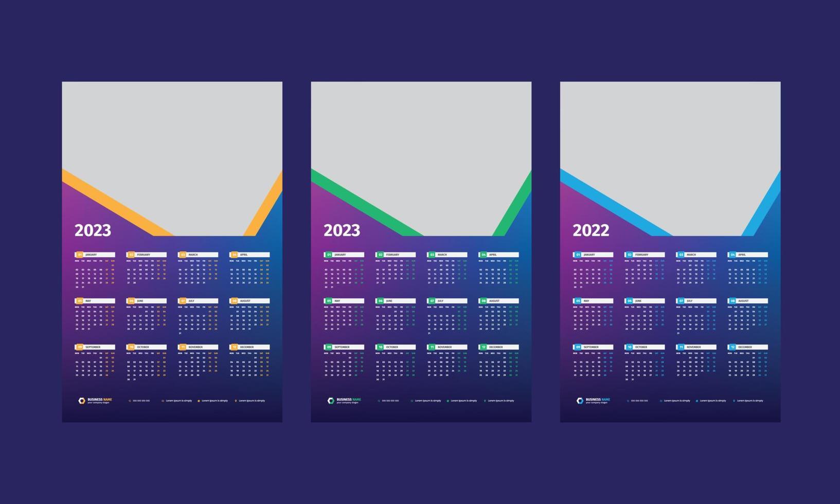 Wall calendar 2023 Template vector