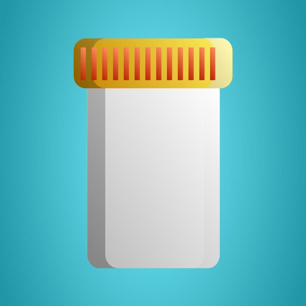 Medical white plastic jar for tablets and pills with medicines for the treatment of diseases on a blue background vector
